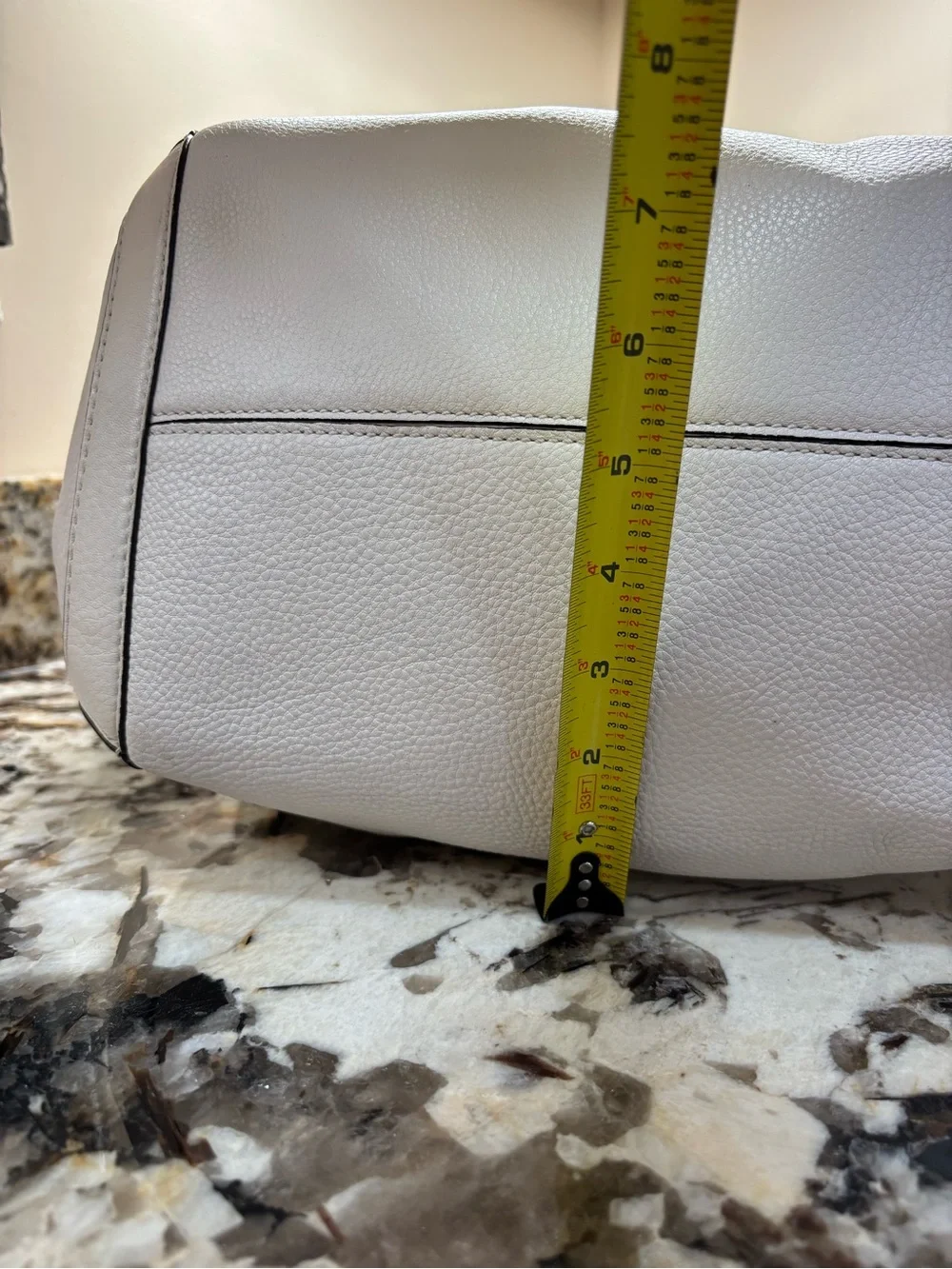 Michael Kors White Pebbled Leather Shoulder Tote with Gold Chain Detail